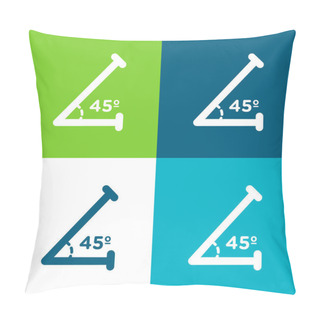 Personality  Acute Angle Of 45 Degrees Flat Four Color Minimal Icon Set Pillow Covers