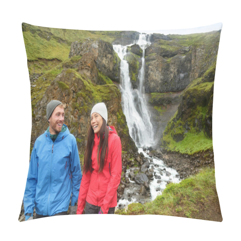 Personality  Couple Have Fun By Waterfall Pillow Covers