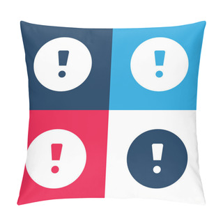 Personality  Attention Sign Blue And Red Four Color Minimal Icon Set Pillow Covers