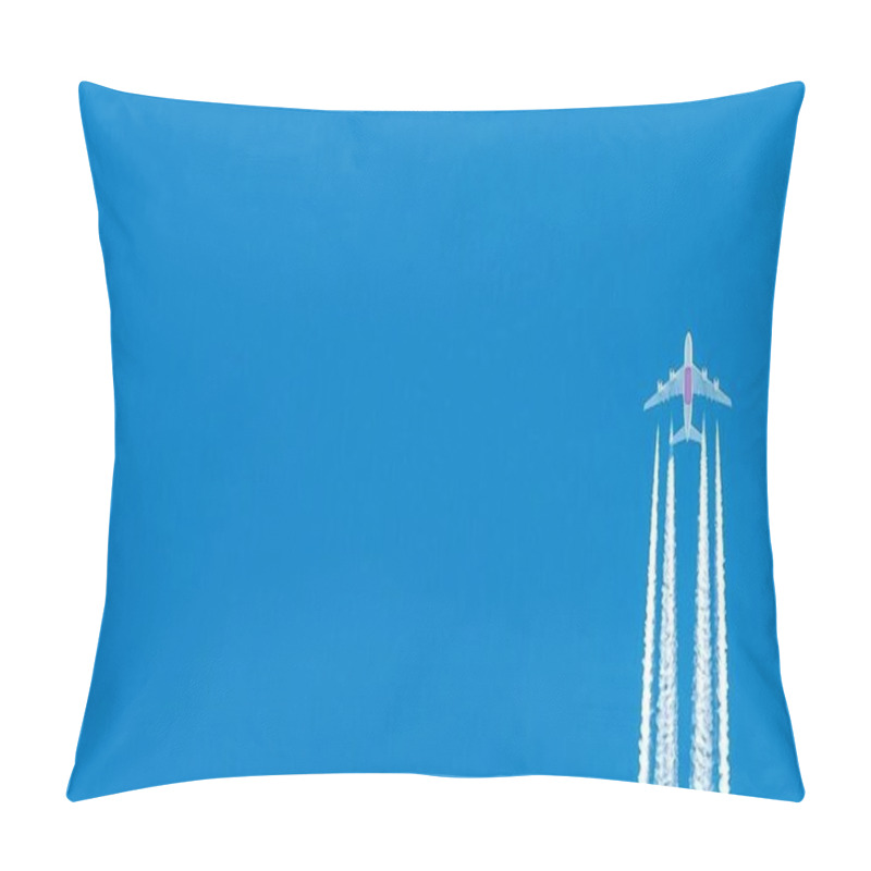 Personality  Four Engined Airplane During Flight With Condensation Trails Pillow Covers