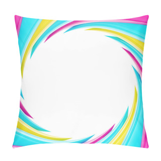 Personality  Circular Abstract Frame Made Of Wavy Elements Pillow Covers