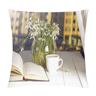 Personality  Flower On The Book In Front Of The Window In The Morning. Copy S Pillow Covers