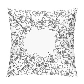 Personality  Magnolia And Cherry Spring Round Frame Pillow Covers