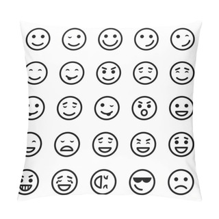 Personality  Outline Icons For Smiley Face. Pillow Covers