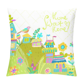 Personality  Home Sweet Home Illustration Pillow Covers