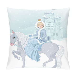 Personality  Princess Riding Horse At Winter Pillow Covers
