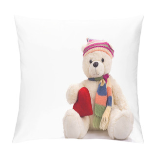 Personality  Toy Teddy Bear Sitting With Valentine Heart Pillow Covers