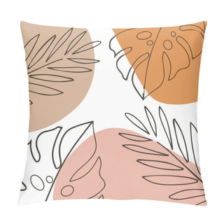Personality  Background With Hand-drawn Sketch Tropical Leaves With Brown And Pink Spots Pillow Covers