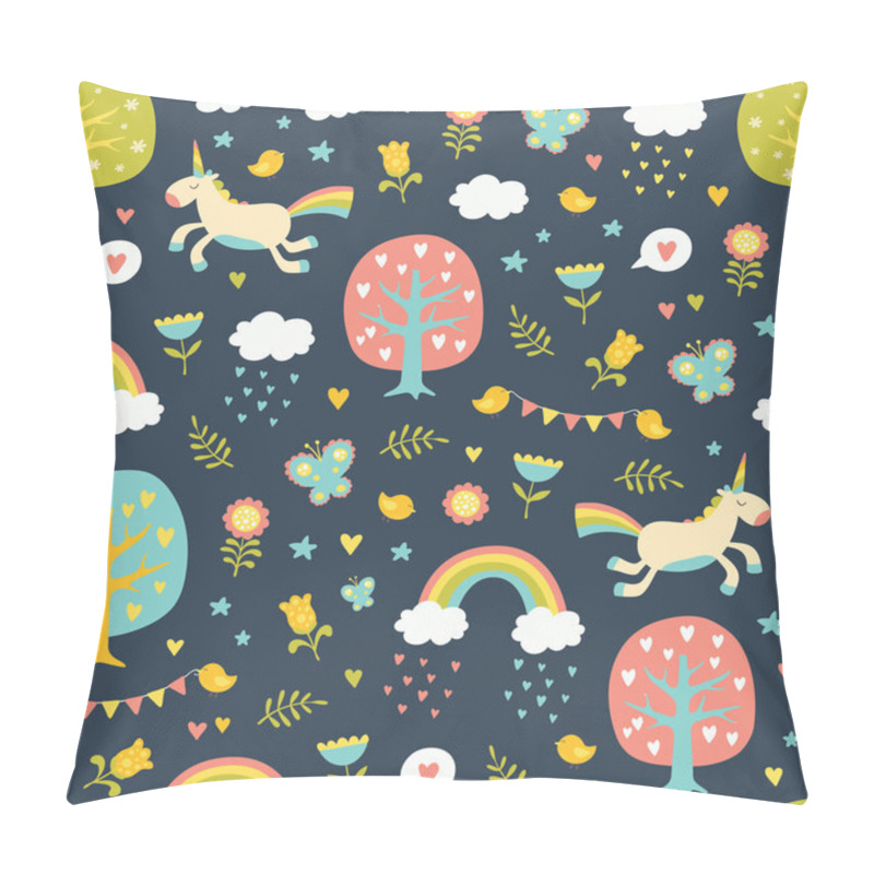 Personality  Lovely vector seamless pattern with cute unicorns. pillow covers