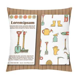 Personality  Template For Booklet, Card Or Flyer On Garden Tools Theme Pillow Covers