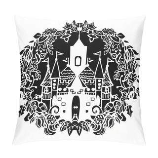 Personality  Fairy Castle In Hand Drawn Style. Black And White Pillow Covers