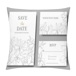 Personality  Vector Orchid Floral Botanical Flowers. Black And White Engraved Ink Art. Wedding Background Card Decorative Border. Pillow Covers
