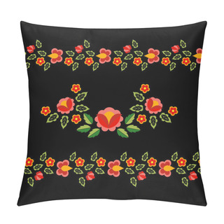 Personality  Polish Folk Pattern Vector. Floral Ethnic Ornament. Slavic Eastern European Print. Seamless Border Flower Design For Bohemian Interior Textile, Pillow Case, Gypsy Fashion Embroidery, Greeting Card. Pillow Covers