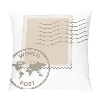 Personality  Blank Post Stamp With World Map Postmark Pillow Covers