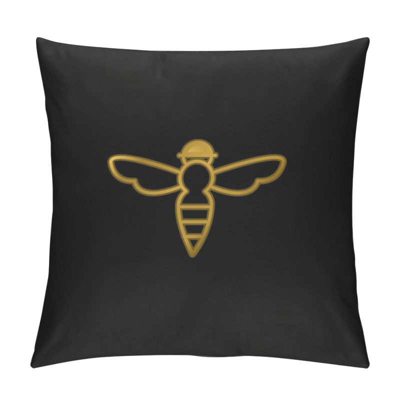 Personality  Bee With Sting Outline gold plated metalic icon or logo vector pillow covers