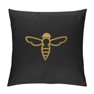 Personality  Bee With Sting Outline Gold Plated Metalic Icon Or Logo Vector Pillow Covers