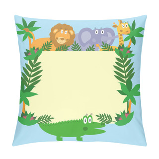 Personality  Cute Safari Cartoon Animals - Lion, Giraffe, Crocodile And Eleph Pillow Covers