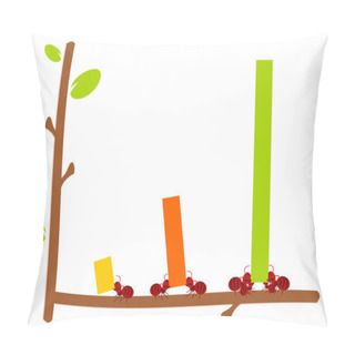 Personality  Red Ants And Graph Teamwork Illustration Pillow Covers