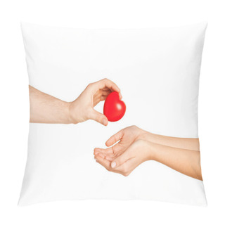 Personality  Man Hand Giving Red Heart To Woman Pillow Covers