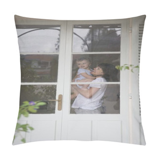 Personality  Young Mother Holding Her Baby Pillow Covers