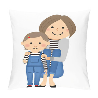 Personality  Mothers And Daughters In Matching Clothes/It Is An Illustration Of A Mother And A Daughter Who Wore Clothes Of Matching. Pillow Covers
