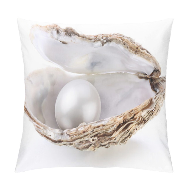 Personality  Image of a white pearl in a shell on a white background. pillow covers