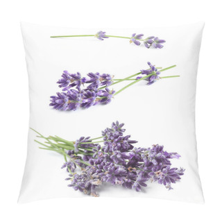 Personality  Set Of Lavender Flowers On White Background Pillow Covers