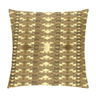 Personality  Gold 3d Zigzag Zippers Ornamental Vertical Borders Seamless Pattern. Surface Patterned Golden Zip Vector Background. Repeat Luxury Backdrop. Decorative Abstract Gold 3d Ornaments. Endless Texture. Pillow Covers