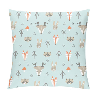 Personality  Seamless Pattern With Cute Woodland Animals Pillow Covers