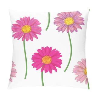 Personality  Seamless Pattern With Colorful Gerbera Flowers. Vector Illustration. Pillow Covers