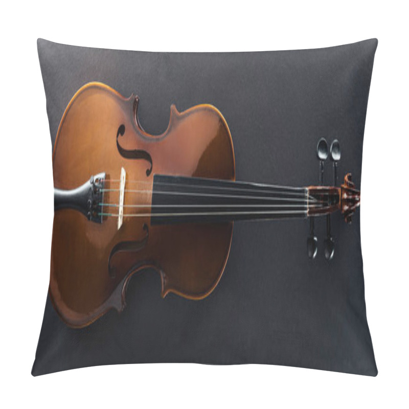 Personality  top view of classical cello on black background  pillow covers