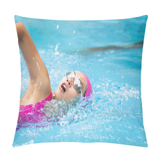 Personality  Young Women Is Swimming In The Pool  Pillow Covers