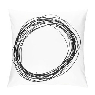 Personality  Hand Drawn Pencil Scribble Ellipse Shape Pillow Covers
