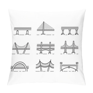 Personality  Bridge Line Icon Set Vector Pillow Covers