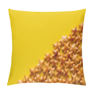 Personality  Flay Lay View Of Tasty Cookies In Shape Of Stars On Yellow Pillow Covers