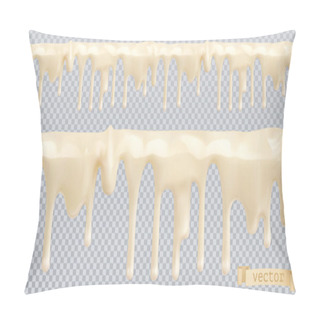 Personality  White Glaze. Sweet Cream. Seamless Pattern. 3d Realistic Vector Drips Pillow Covers