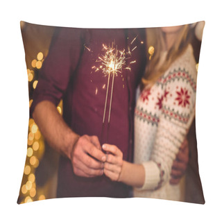 Personality  Couple Holding Sparklers Pillow Covers