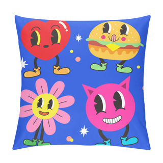 Personality  Hand Drawn Flat Trendy Cartoon Set Pillow Covers