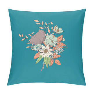 Personality  Vector Flower Bouquet, Botanical And Floral Decoration Hand Drawn Pillow Covers