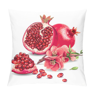 Personality  Fruit Pomegranate And Pink Flowers. Pillow Covers