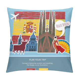 Personality  Concept Of Travel Or Studying Spanish Pillow Covers