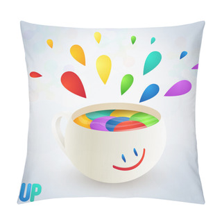 Personality  Colorful Burst From A Cup With A Smile Pillow Covers