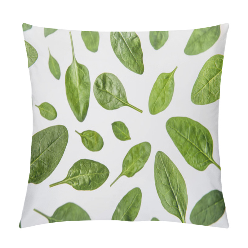 Personality  Fresh Green Spinach Leaves On Grey Background Pillow Covers