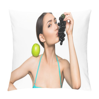 Personality  Woman With Grapes And Apple Pillow Covers