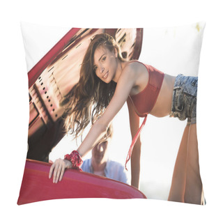 Personality  Sensual Girl On Car Pillow Covers