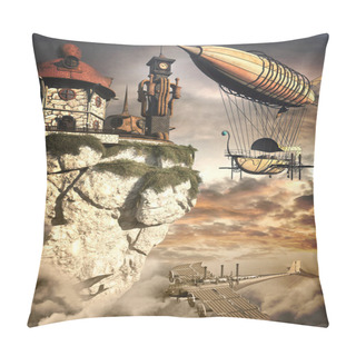 Personality  Zeppelin And Clock Tower Pillow Covers