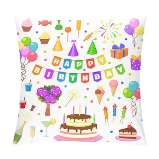 Personality  Happy Birthday Party Symbols Vector Pillow Covers
