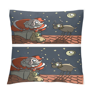 Personality  Santa And Rudolf Differences Visual Game Pillow Covers