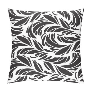 Personality  Seamless Doodle Black Peacock Feathers Pattern. Pillow Covers