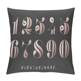 Personality  Font Of Numbers In Classical French Didot Or Didone Style With Contemporary Geometric Design. Beautiful Elegant Numeral, Dollar And Euro Symbols. Vintage And Retro Typographic. Vector Illustration Pillow Covers